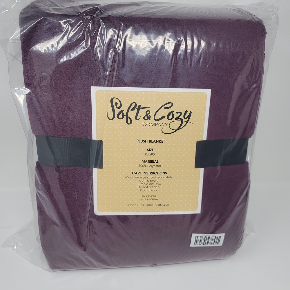 Soft &‎ Cozy Company Lightweight Plush Blanket 90x90 Plum Soft Cozy Warm Bedding